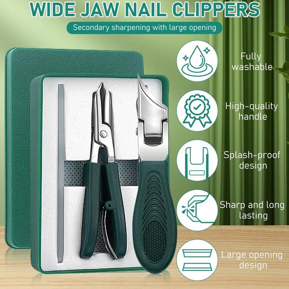 Eagle Beak Beveled Nail Clippers 3-Piece Set Wide Jaw Pedicure Manicure Set ~NEW - Picture 2 of 5